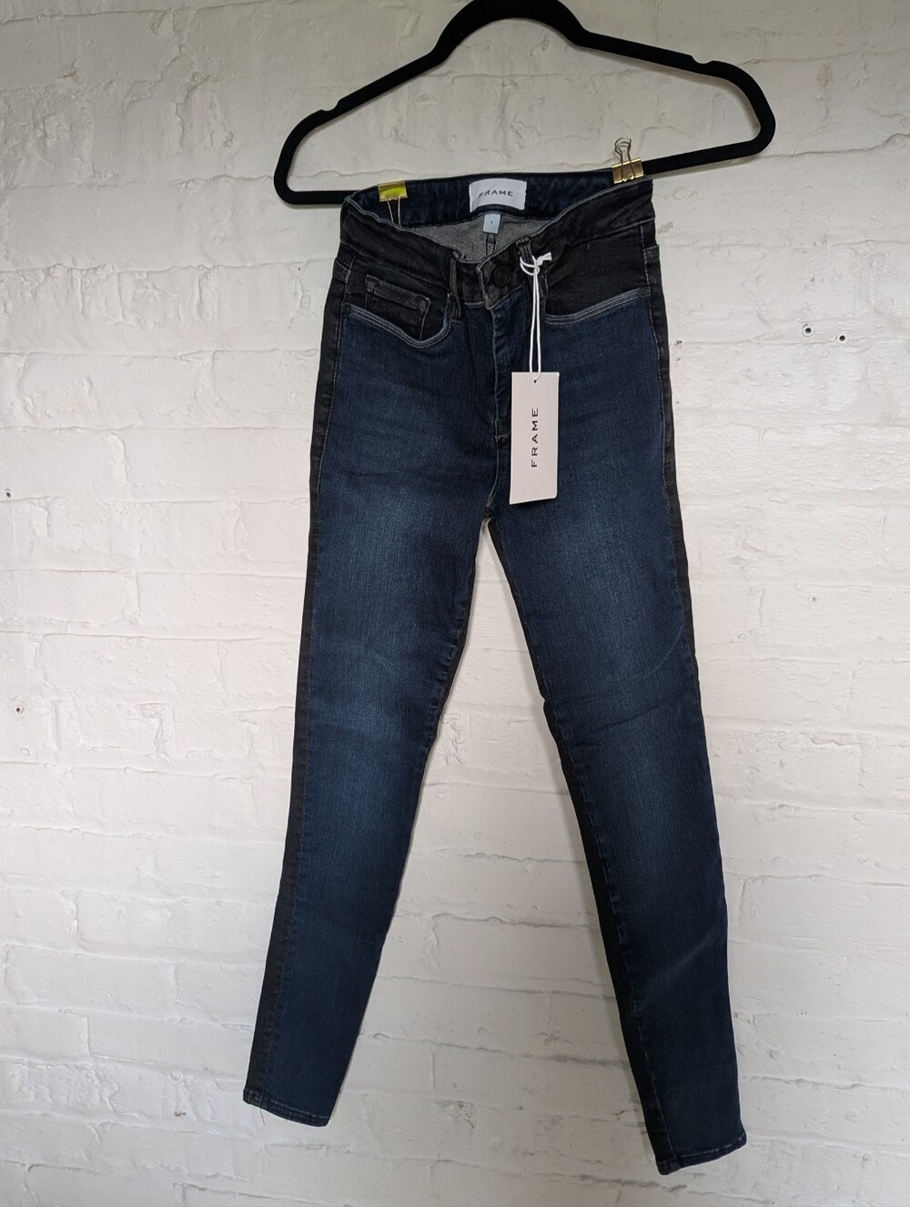 FRAME Le One Two Tone Mid-Rise Skinny Fit Jeans